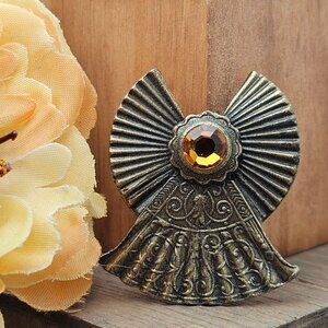 VTG Brooch Kenneth Cole Angel Pewter Silver Faux Topaz Birthstone Scorpio Pin